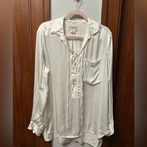 Denim & Supply Ralph Lauren Cream Lace-Up Blouse NWT